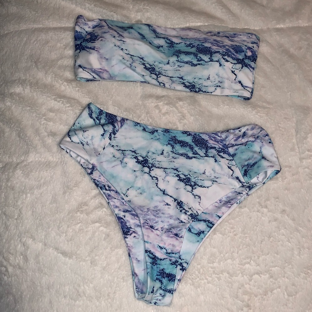 Zaful marble strapless bikini